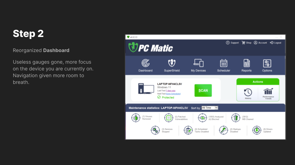 PC Matic UI Updates for Consumer Security Software
