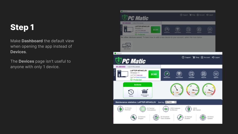 PC Matic UI Updates