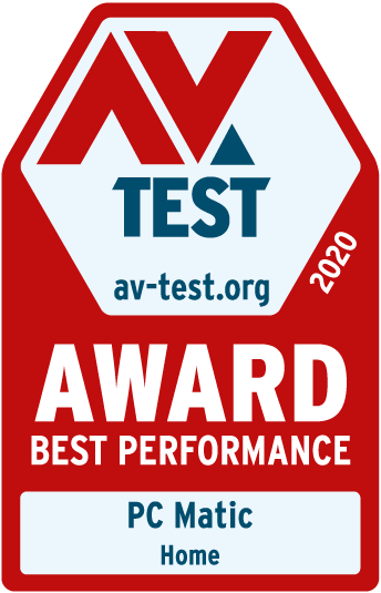 AV-TEST Award - Best Performance Antivirus - PC Matic