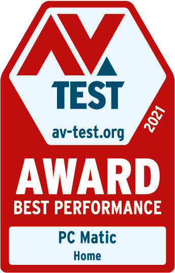 AV-TEST Award - Best Performance Antivirus - PC Matic